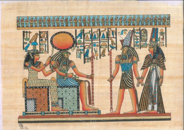 Horus Leading Queen Nefertiti Into the Afterlife, Tomb Painting of Goddess Hathor God Horus