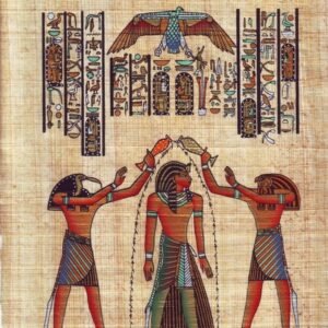 After his coronation, the Egyptian gods Thoth and Horus are shown blessing Ramses II with eternal life, represented by the ankh flowing around the pharaoh