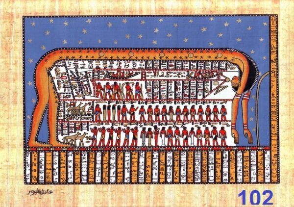 Stars Goddess Nut Hand Painted on Papyrus