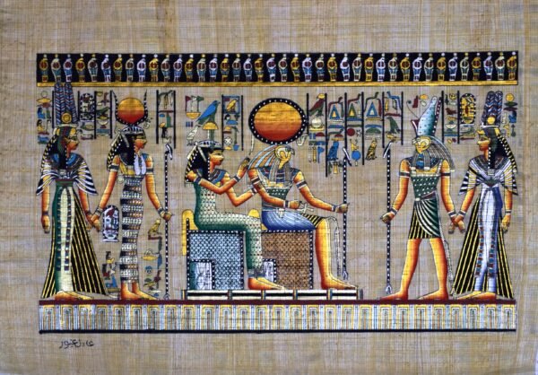 Horus Leading Queen Nefertiti Into the Afterlife, Tomb Painting of Goddess Hathor God Horus