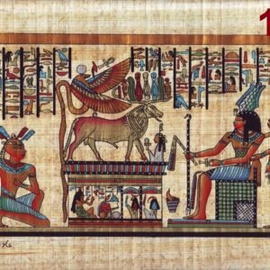 This view depicts the golden ox in the presence of the gods. The golden ox was one of the animals, which were enshrined and established for their a celebration every year; in order to choose the strongest ox. This was happened in the king's presence and his company; thus the king was titled with "the powerful ox" during his life.