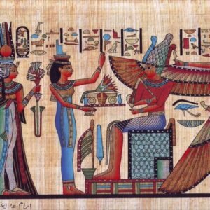 This view depicts the two goddesses ISIS and NEFTES. They are show here guarding the king RAMSES II who sitting in a religious view as a shape of the god OSIRIS, where every man was considered as an OSIRISIAN after his death. The king RAMSES II established plenty of cities in all over Egypt. He enrolled his triumph in this battle in a long text, which is considered the longest texts in the Egyptian literature. He ruled for around TV years and died when he was more over hundred years.
