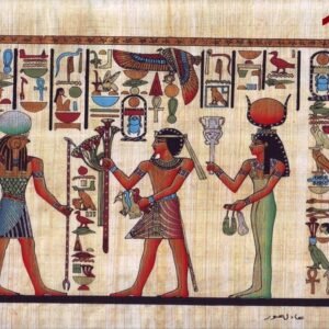 This view depicts the king RASES II and the goddess HATHOR. They proffer offerings to the god RAAHORUSAKHTY. The king RAMSES II established plenty of cities in all over Egypt. He enrolled his triumph in this battle in a long text, which is considered the longest texts in the Egyptian literature. He ruled for around 1 years and died when he was more over hundred years.
