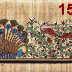 This view depicts the life of the swamps, where the birds enjoying with the beauty of the scene of papyrus and flowers. They flying among this grass. The papyrus was planted in a long distance of the valley; thus the ancient Egyptians adopted it as a symbol for life. In addition to, it was as a symbol for triumph and happiness; therefore the ancient Egyptians used it for making an excellent packets of flowers, which was presented to the gods and the dead.