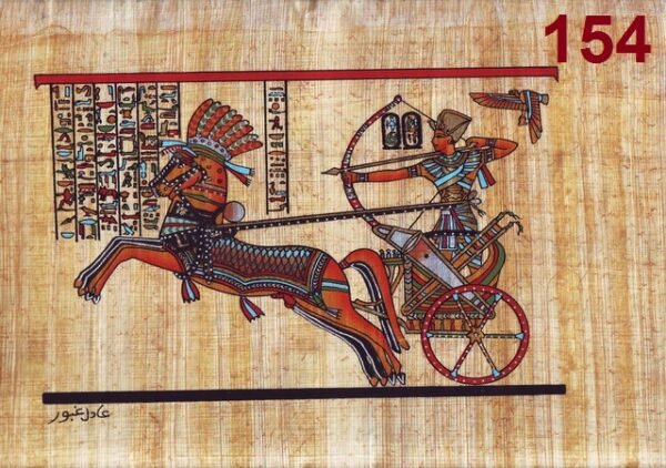 This view depicts the fight king RAMSES II, riding in his chariot and armed with a spear. The chariot was pulled by two horses. This scene from the battle of KADESH in SYRIA. The King RAMSES II established plenty of cities in all over Egypt. He enrolled his triumph in the battle of KADESH in a long text, which is regarded the longest texts in the Egyptian literature. He ruled for around years and died when he was more over hundred years.