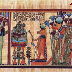 This view depicts the goddess HATHOR as a shape of cow, who is shown here coming from the swamps and in front of her the goddess TAWART, who is shown here receiving offerings. After the offerings, there are a closet, inside it the god HORUS.