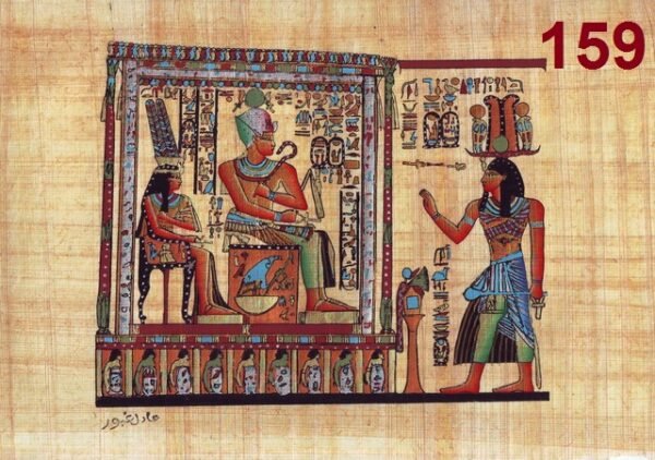 This view depicts the king RAMSES II, who is shown here sitting on the throne an behind him his beautiful wife, the queen NEFERTARY, in the presence of the god PTAH SOKER. The king RAMSES II established plenty of cities in all over Egypt. He enrolled his triumph in this battle in a long text, which is considered the longest texts in the Egyptian literature. He ruled for around 1 years and died when he was more over hundred years.