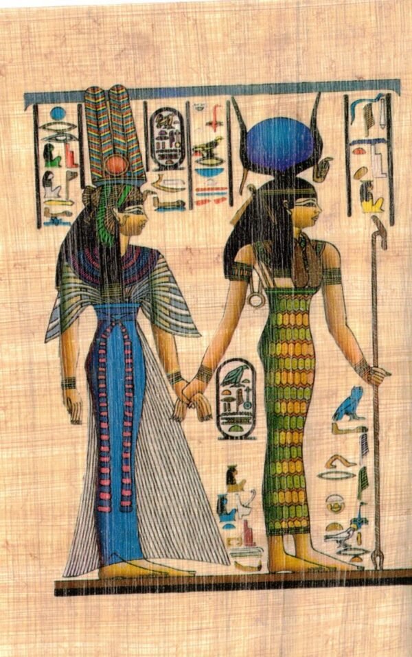 Here ISIS face is crowned with the cow horns, and her left hand she grasps the divine scepter, her tight fitting robe has the distinctive ancient style of the middle kingdom