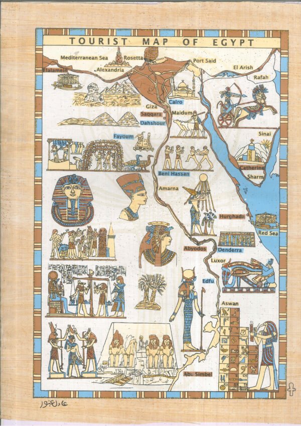 Engulf yourself in the charm of the Nile with our painstakingly recreated maps of Ancient Egypt. Every brushstroke on the papyrus paper holds a promise of precision, rendering a work that is as much a labor of love as it is a painting. These maps are made to be read, not just gazed upon, and will serve as your portal to the past. From the detailed rendering of the Sphinx at Giza to the liberal dosing of iconic imagery elsewhere, you can't miss the flavor of this ancient land. Our papyrus paintings are not just beautiful works of art created by talented artisans; they are also the next best thing to time travel. Traditional techniques, combined with modern creativity, give us something utterly useful and visually stunning: authentic representations of ancient Egyptian cartography.