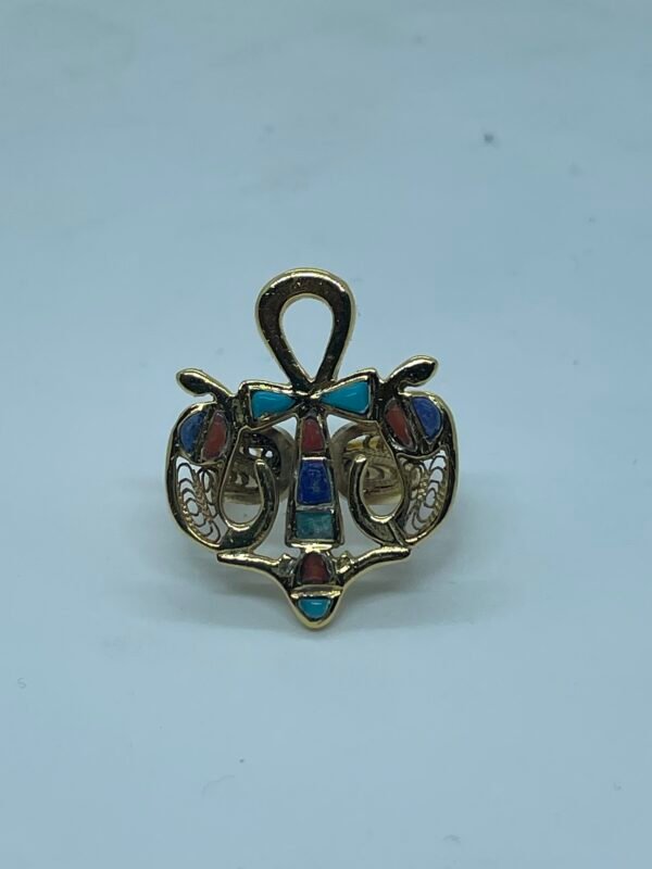 lotus, ankh cross ring