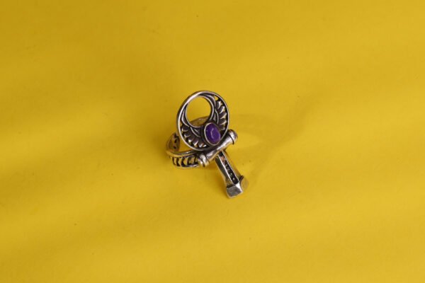 silver plated gold ankh cross ring