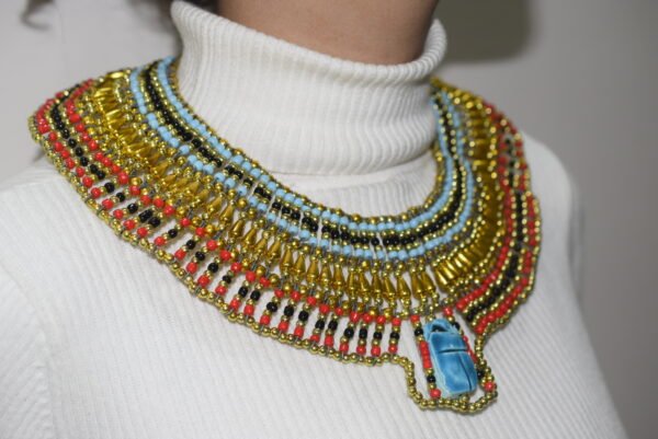 Queen Cleopatra with scarabs Necklace Turquoise color - Image 3