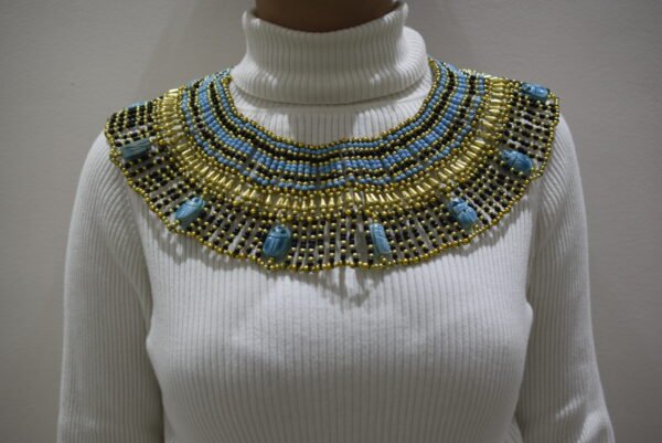 Queen Cleopatra with scarabs Necklace Turquoise color - Image 4