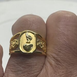 L u initials on sterling silver ring, ancient Egypt design.