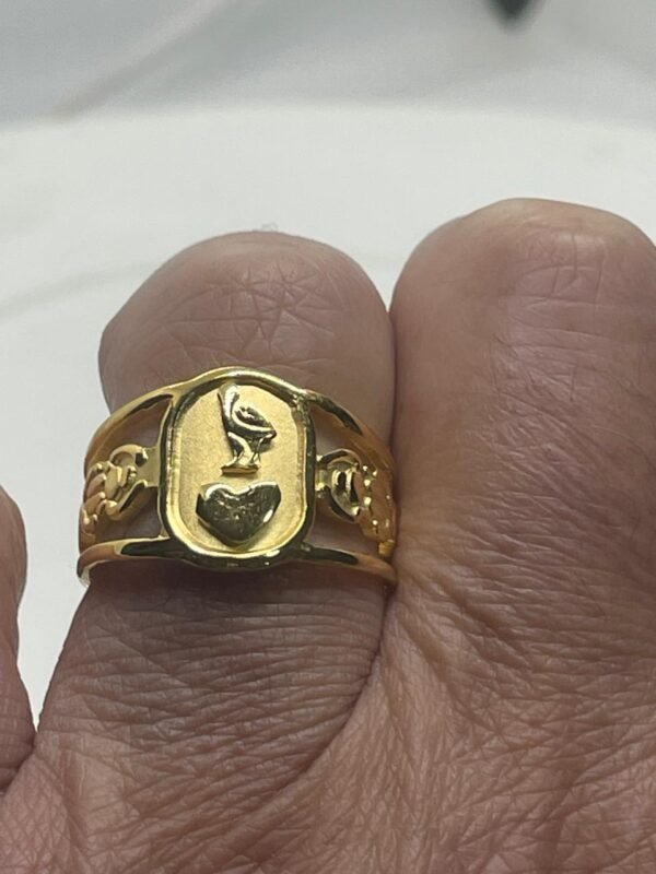 L u initials on sterling silver ring, ancient Egypt design.